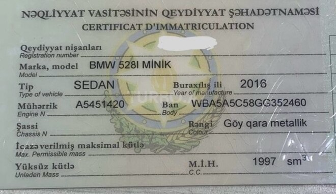BMW 528 2016, 197,900 km - 2.0 l - Bakı