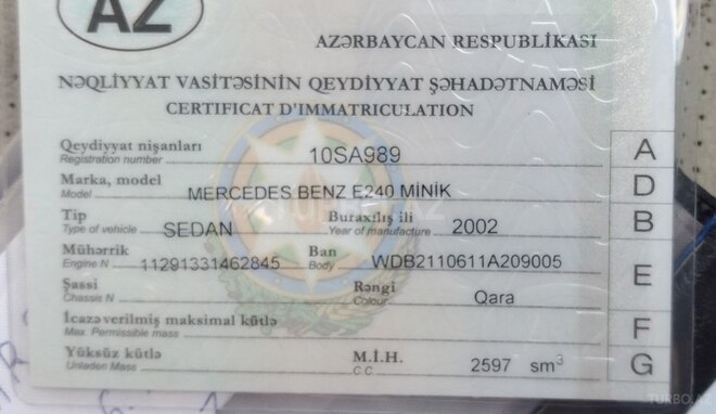 Mercedes E 240 2002, 330,000 km - 2.6 l - Bakı