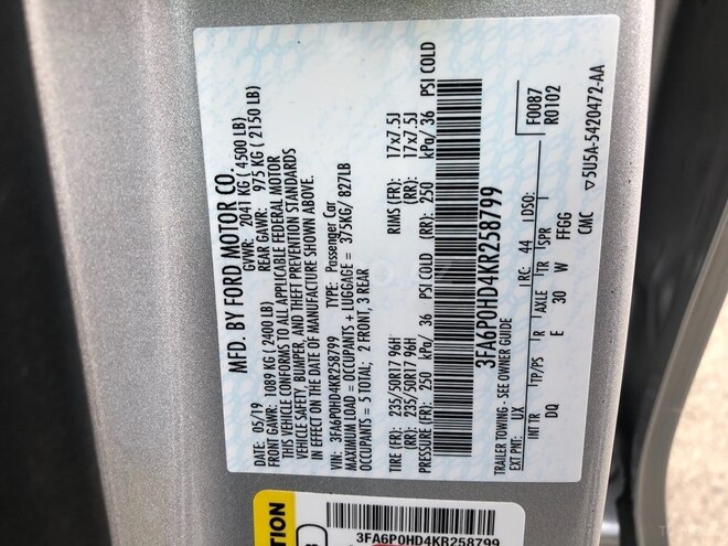Ford Fusion (North America) 2019, 60,000 km - 1.5 l - Bakı
