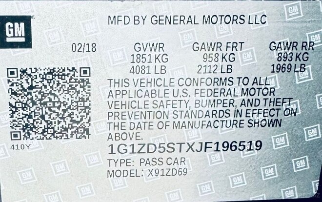Chevrolet Malibu 2018, 109,500 km - 1.5 l - Gəncə