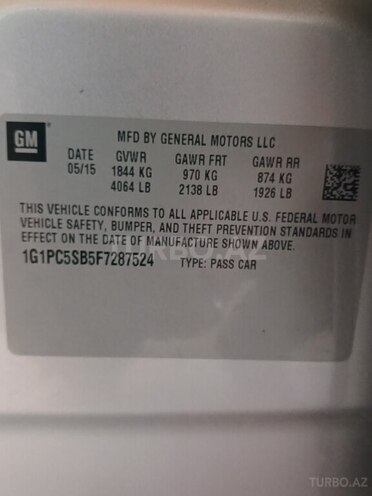 Chevrolet Cruze 2015, 228,000 km - 1.4 l - Bərdə