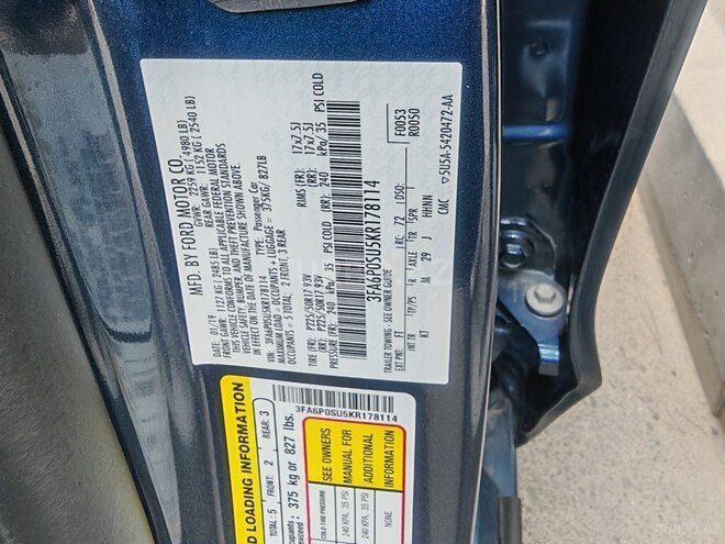 Ford Fusion (North America) 2019, 70,000 km - 2.0 л - Bakı