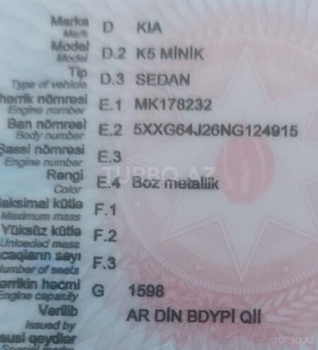 Kia K5 2021, 120,000 km - 1.6 l - Bakı