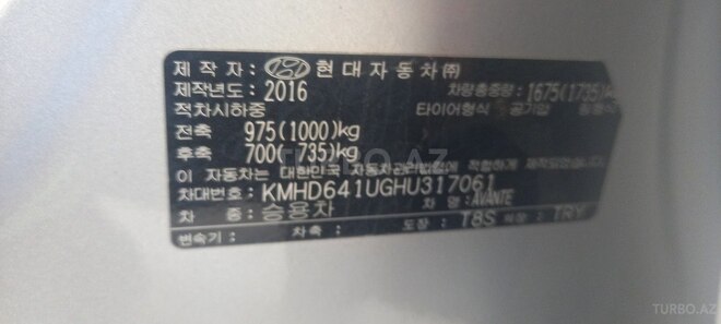 Hyundai Avante 2016, 163,400 km - 1.6 l - Bakı