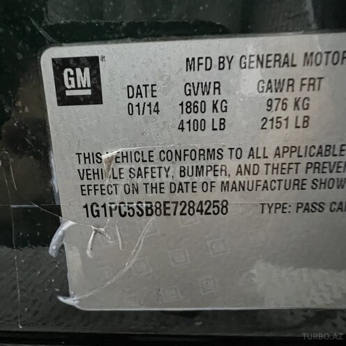 Chevrolet Cruze 2014, 122,111 km - 1.4 л - Sumqayıt