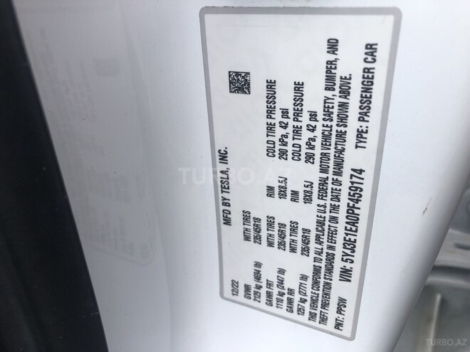 Tesla Model 3 2022, 15,500 km - 0.0 l - Bakı