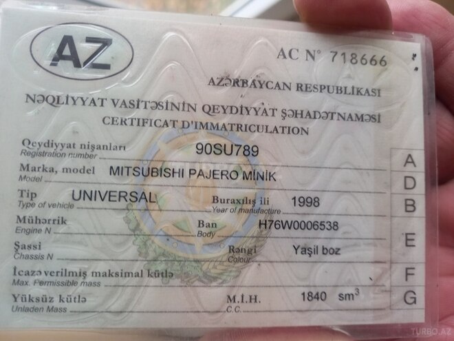 Mitsubishi Pajero io 1998, 320,000 km - 1.8 л - Ağstafa