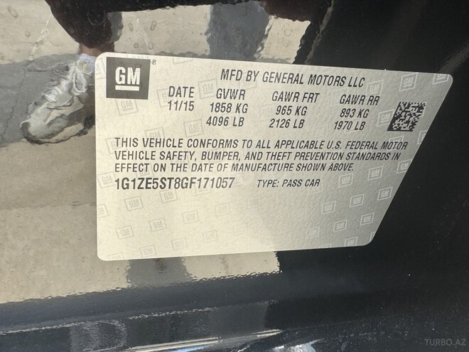 Chevrolet Malibu 2015, 198,000 km - 1.5 л - Bakı