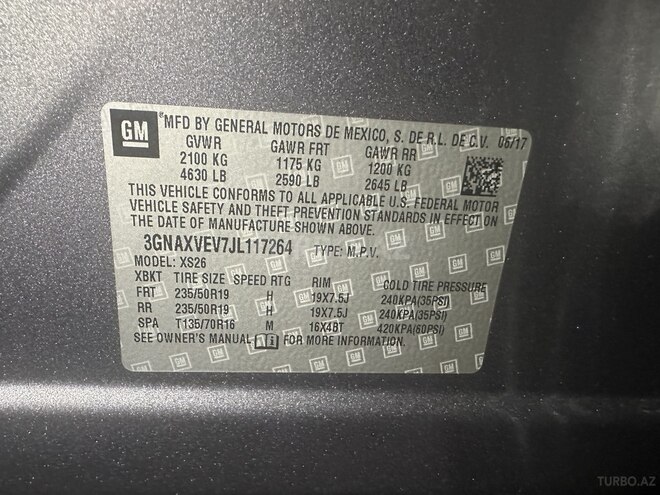 Chevrolet Equinox 2018, 83,300 km - 1.5 l - Sumqayıt