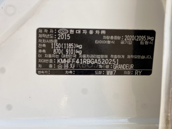 Hyundai Grandeur 2015, 235,000 km - 2.2 l - Bakı
