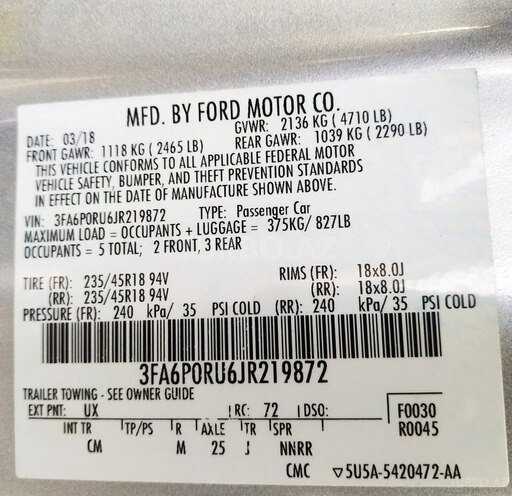 Ford Fusion (North America) 2018, 172,200 km - 2.0 л - Bakı