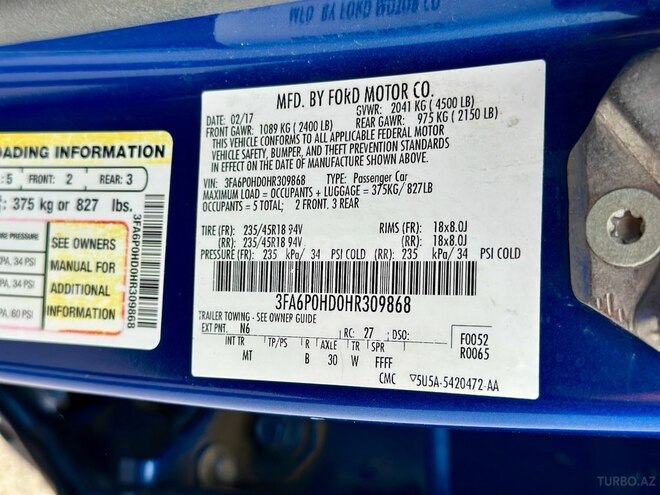 Ford Fusion (North America) 2017, 101,000 km - 1.5 l - Bakı