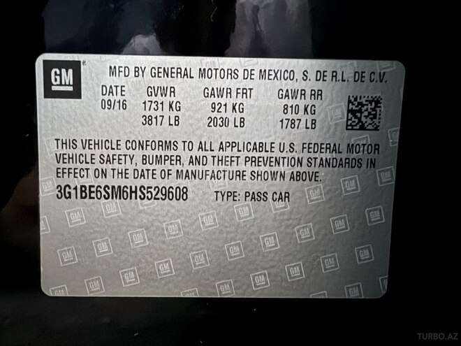 Chevrolet Cruze 2017, 102,000 km - 1.4 л - Gəncə