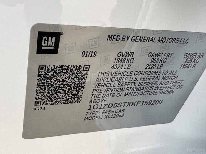 Chevrolet Malibu 2019, 75,000 km - 1.5 л - Bakı
