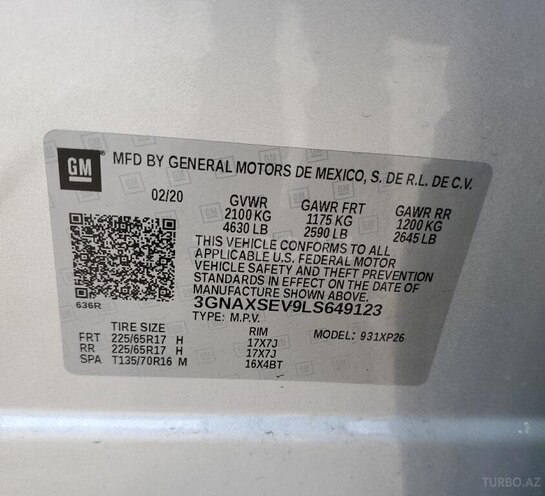 Chevrolet Equinox 2020, 145,700 km - 1.5 l - Bakı