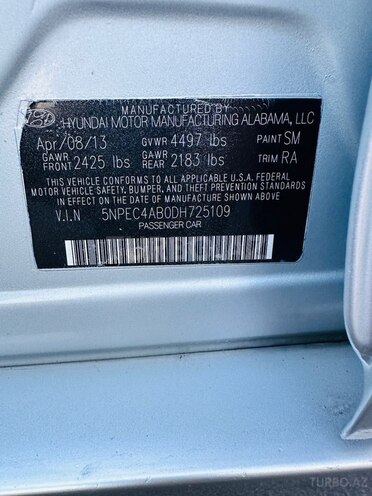 Hyundai Sonata 2014, 206,000 km - 2.0 l - Sumqayıt