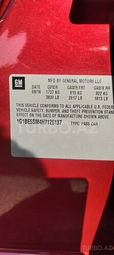 Chevrolet Cruze 2016, 220,480 km - 1.4 l - Bakı
