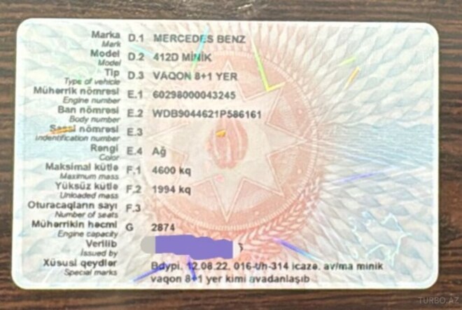Mercedes Sprinter 412 1996, 450,500 km - 2.9 l - Gəncə