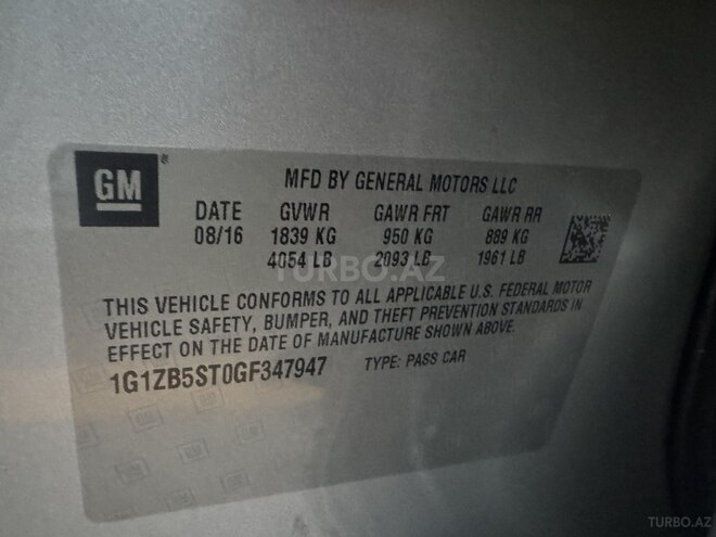 Chevrolet Malibu 2016, 228,000 km - 1.5 l - Bakı