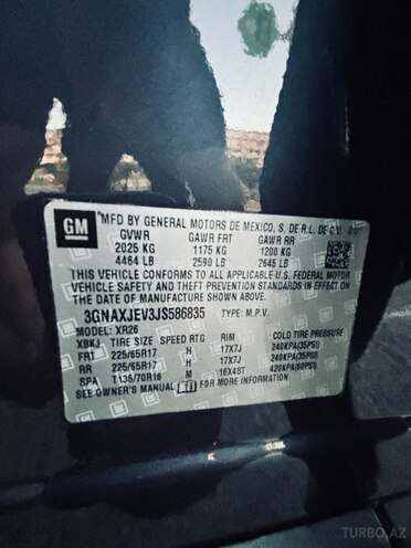 Chevrolet Equinox 2018, 88,200 km - 1.5 l - Bakı