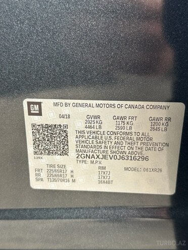 Chevrolet Equinox 2018, 163,000 km - 1.5 l - Şəmkir