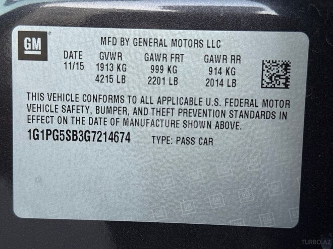 Chevrolet Cruze 2015, 135,000 km - 1.4 l - Gəncə