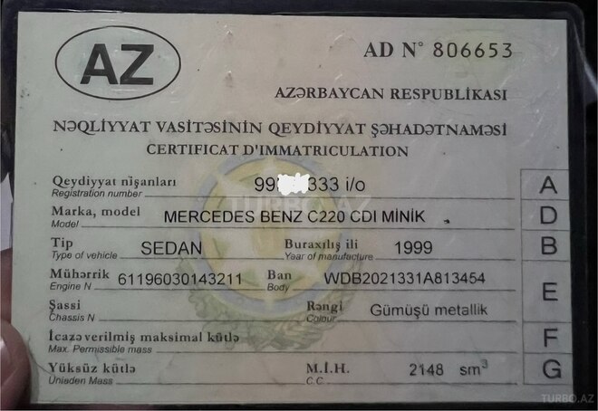 Mercedes C 220 1999, 390,000 km - 2.2 л - Bakı
