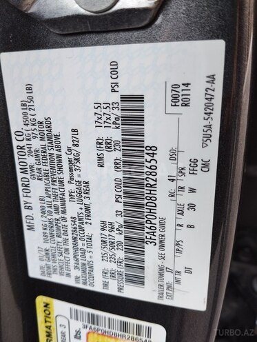 Ford Fusion (North America) 2017, 154,000 km - 1.5 л - Bakı