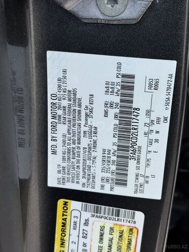 Ford Fusion (North America) 2019, 84,900 km - 1.5 l - Bakı