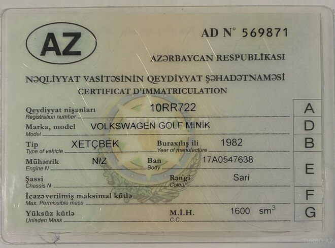 Volkswagen Golf 1982, 100,000 km - 1.6 l - Bakı