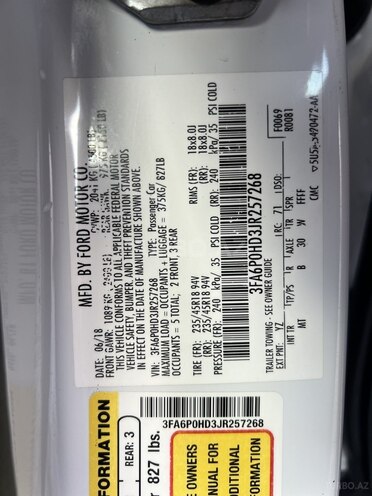 Ford Fusion (North America) 2018, 102,584 km - 1.5 l - Bakı