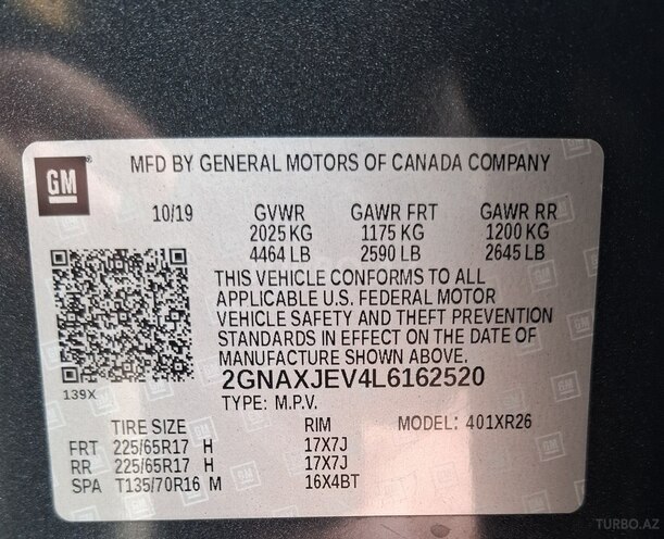 Chevrolet Equinox 2019, 164,000 km - 1.5 l - Sumqayıt