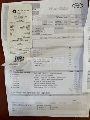 Toyota Hilux 2017, 136,000 km - 2.4 л - Bakı