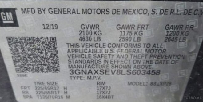 Chevrolet Equinox 2020, 145,000 km - 1.5 l - Gəncə