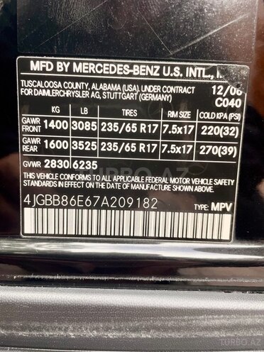 Mercedes ML 350 4MATIC 2006, 403,000 km - 3.5 l - Bakı