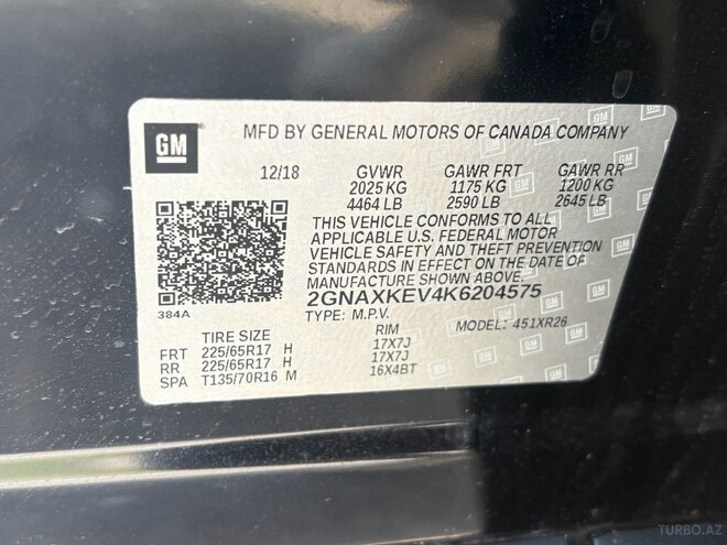 Chevrolet Equinox 2019, 115,000 km - 1.5 l - Bakı