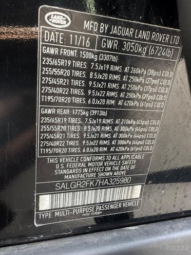 Land Rover Range Rover 2017, 96,037 km - 3.0 l - Bakı