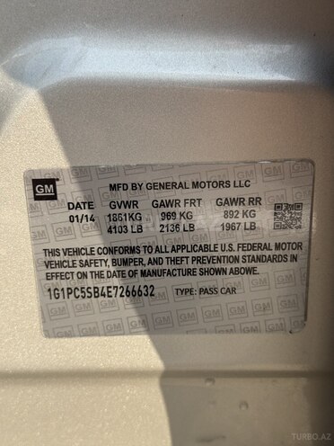 Chevrolet Cruze 2014, 264,000 km - 1.4 l - Bakı