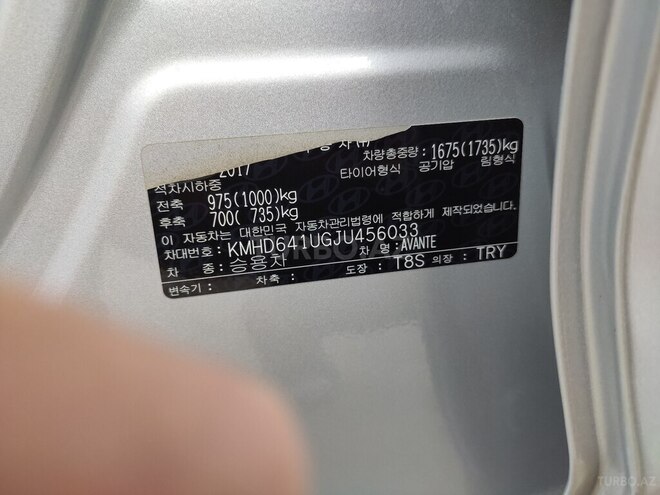Hyundai Avante 2017, 212,000 km - 1.6 l - Bakı