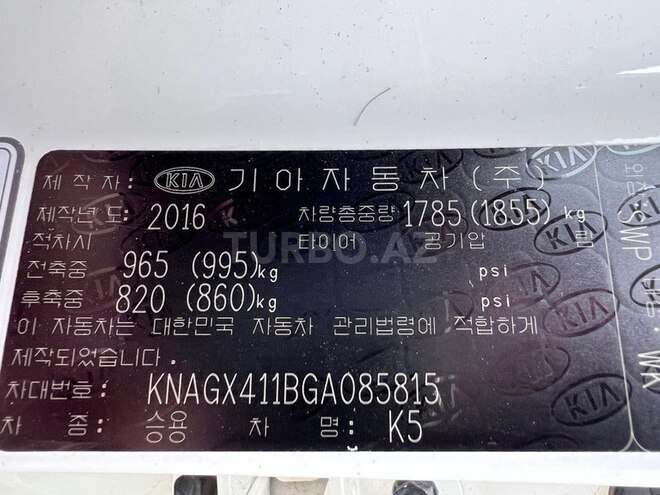Kia K5 2016, 155,000 km - 2.0 l - Bakı
