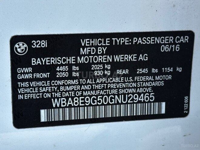 BMW 328 2016, 161,393 km - 2.0 l - Bakı