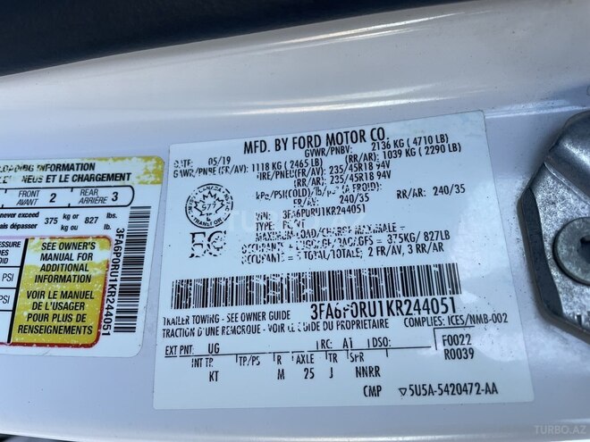 Ford Fusion (North America) 2019, 147,000 km - 2.0 l - Bakı