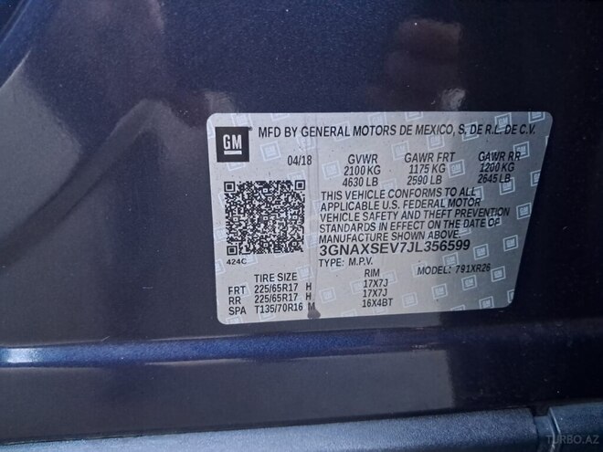 Chevrolet Equinox 2018, 246,500 km - 1.5 л - Gəncə