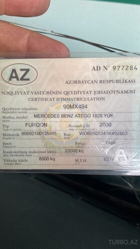Mercedes Atego 1828 2000, 800,000 km - 6.4 l - Bakı