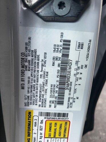 Ford Fusion (North America) 2017, 141,729 km - 1.5 l - Bakı