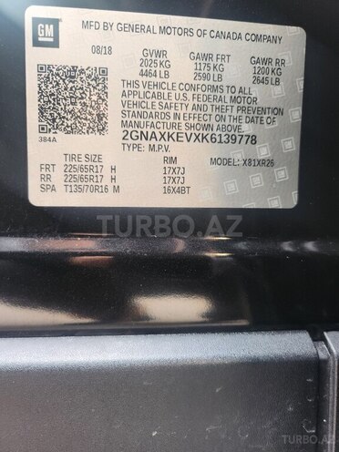 Chevrolet Equinox 2018, 145,600 km - 1.5 l - Ağcabədi