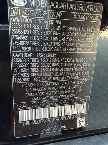 Land Rover Range Rover 2018, 153,500 km - 3.0 л - Bakı