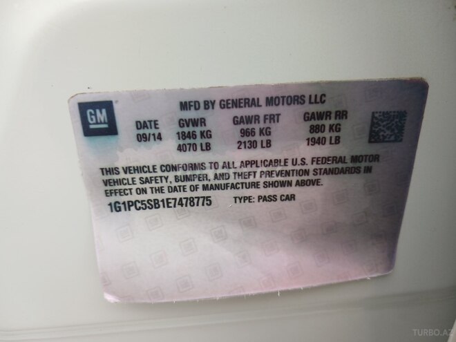 Chevrolet Cruze 2014, 212,164 km - 1.4 l - Bakı