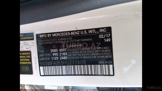 Mercedes C 250 2017, 137,164 km - 2.0 l - Bakı
