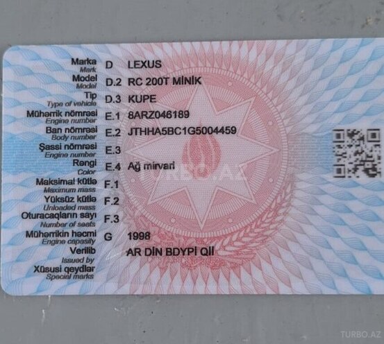 Lexus RC 200t 2016, 124,300 km - 2.0 л - Bakı